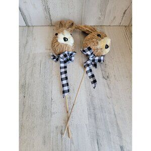 Bristle easter bunny head pick set bow‎ plaid rabbit